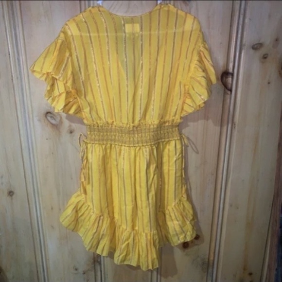 NWT Anthropologie Saylor Boho Yellow Stripe Mini Dress Size XS - Picture 6 of 11